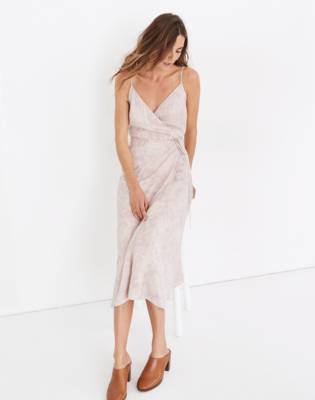 Re)sourced Crepe Cami Wrap Dress in Pindot Blooms